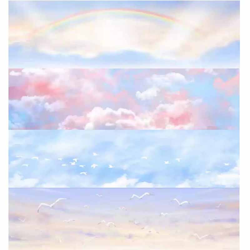 White Clouds Sunset Glow PET Journal Collage Sticker