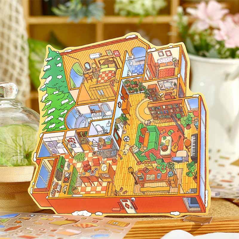Cozy Haven DIY 3D Scene Stickers With Guide Lines(M)