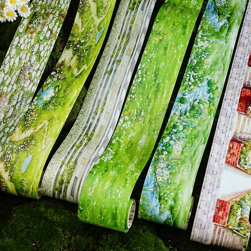 Strolling in Greenery Landscape Handwriting Sticker Roll