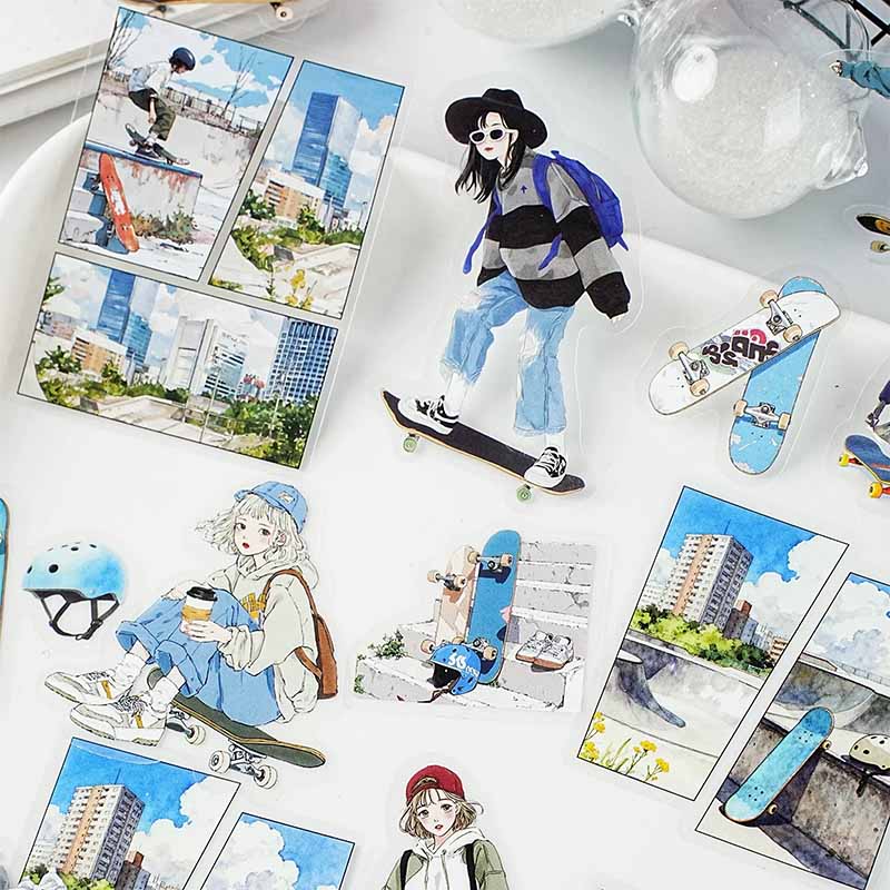Sports Girl Illustration Notebook PET Sticker Pack