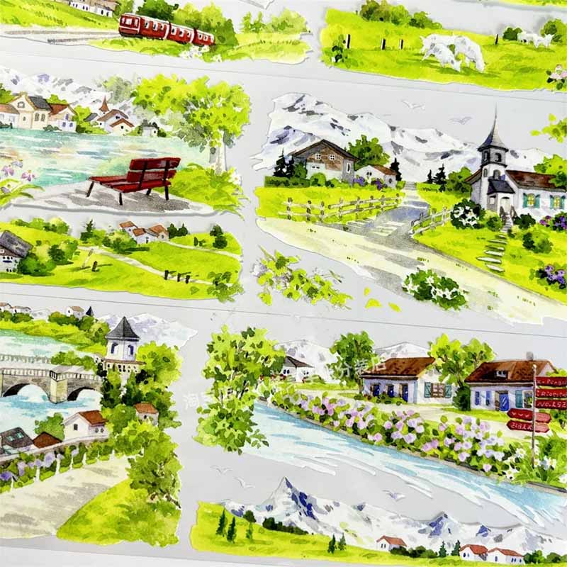 Swiss Town PET Journal Collage Sticker