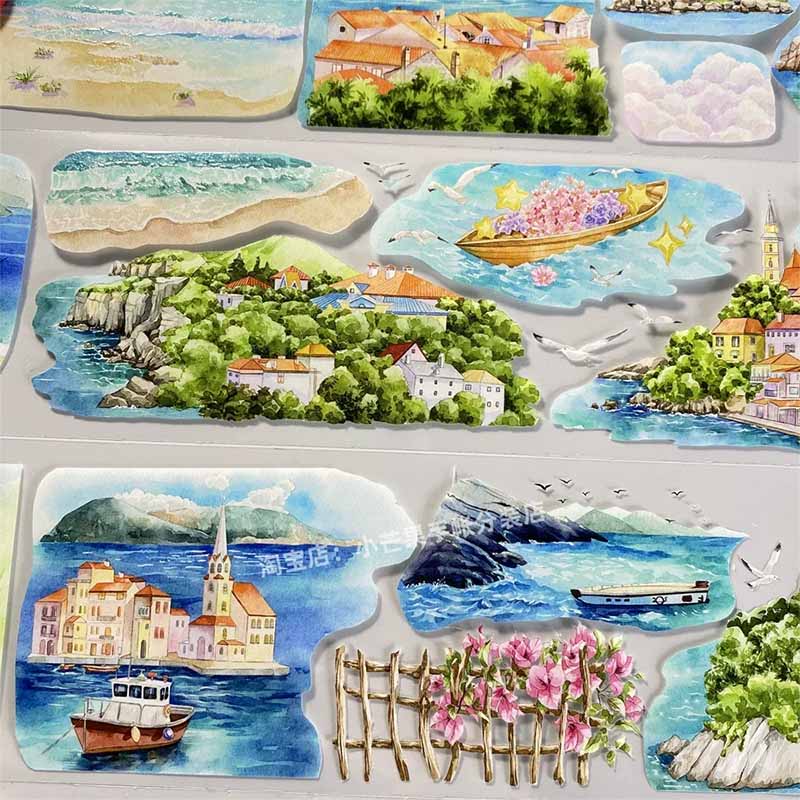 Island Town PET Journal Collage Sticker