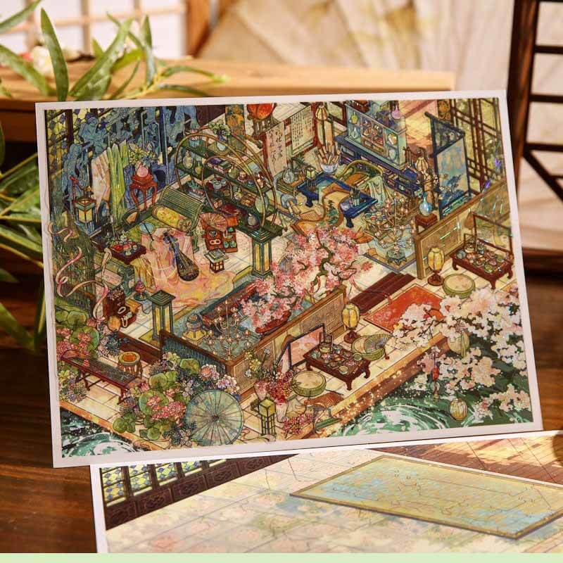 Oriental Grace DIY 3D Scene Stickers With Guide Lines(XL)