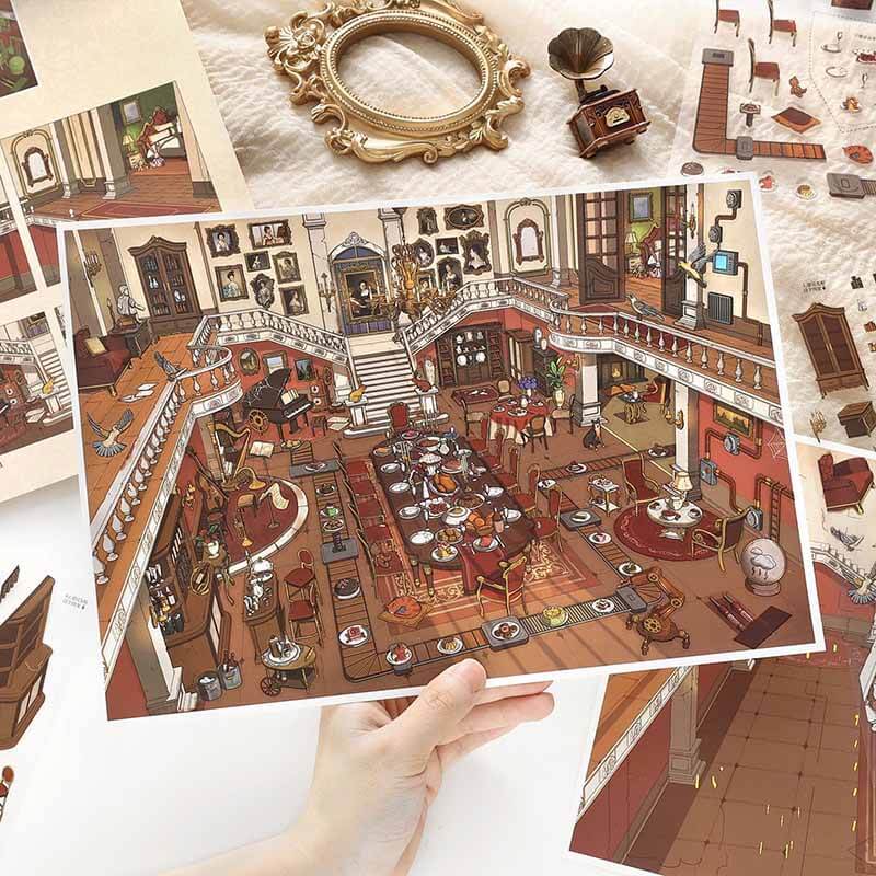 Wonder Feast DIY 3D Scene Stickers With Guide Lines(L)