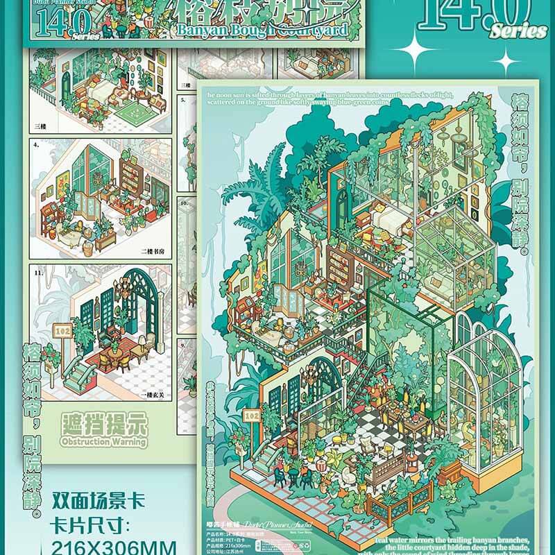Fernwood Retreat DIY 3D Scene Stickers With Guide Lines(XL)