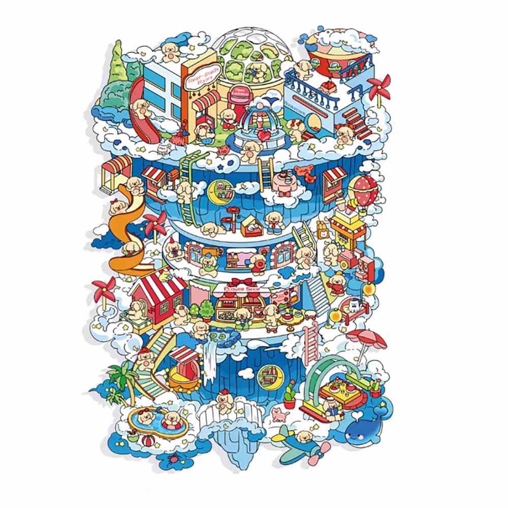 Sky City DIY 3D Scene Stickers 2 Cute Miniature Scenes(L)