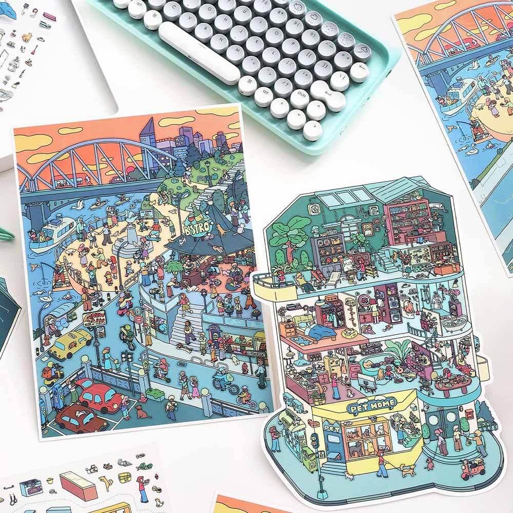 Coastal Diary DIY 3D Scene Stickers 2 Cute Scenes(L)