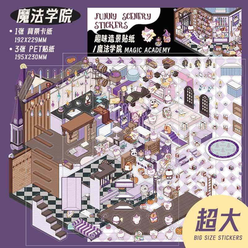 Wonderland Series DIY 3D Scene Stickers 4 Cute Miniature Scenes(L)