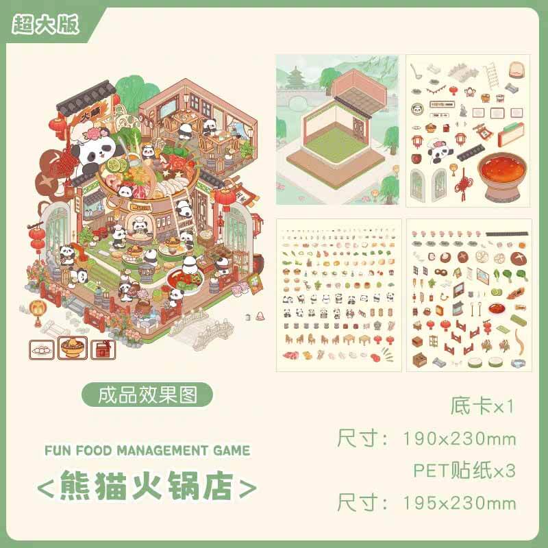 Delicious Restaurant DIY 3D Scene Stickers 4 Cute Miniature Scenes(L)