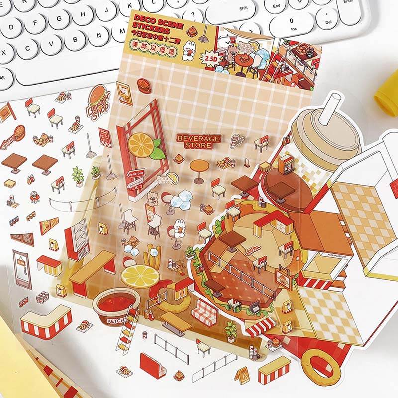 Epicurean Haven DIY 3D Scene Stickers 4 Cute Miniature Scenes(M)