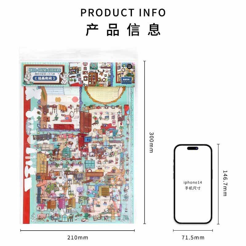 Storage Aesthetic DIY 3D Scene Stickers 2 Cute Scenes(L)