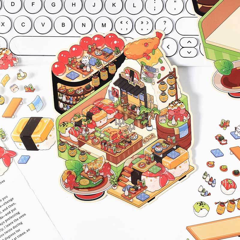 Epicurean Haven DIY 3D Scene Stickers 4 Cute Miniature Scenes(M)