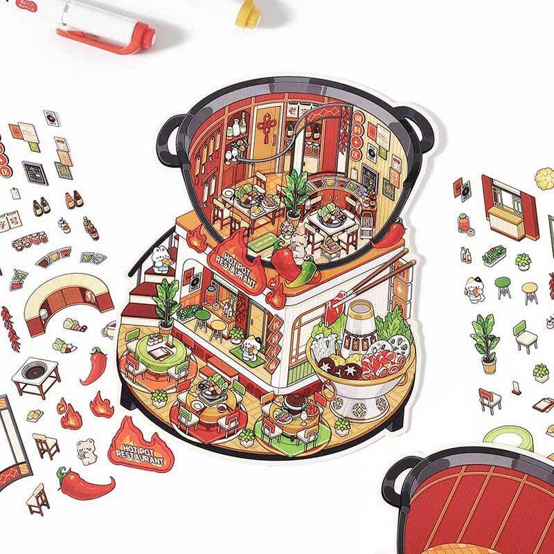 Epicurean Haven DIY 3D Scene Stickers 4 Cute Miniature Scenes(M)