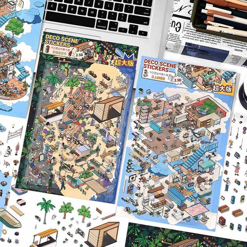 Dreamy Escape DIY 3D Scene Stickers 2 Cute Miniature Scenes(L)