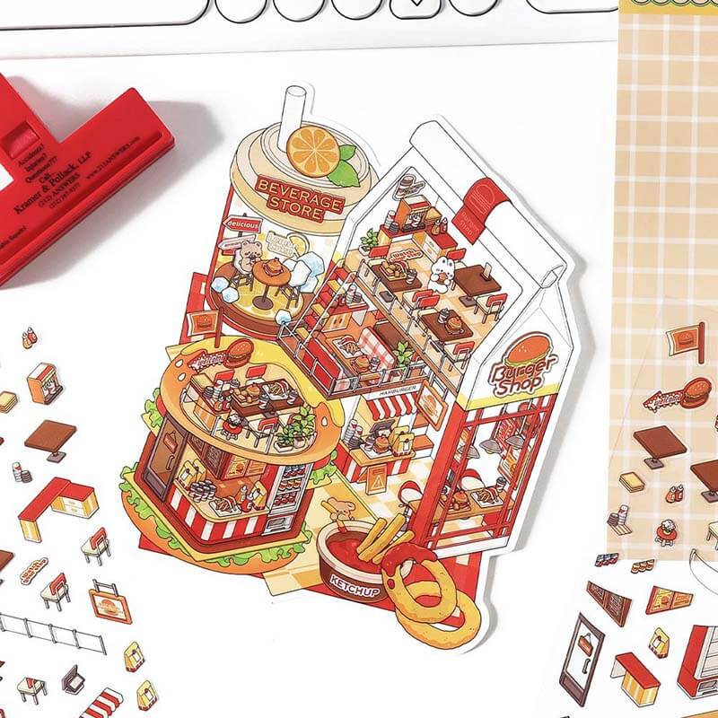 Epicurean Haven DIY 3D Scene Stickers 4 Cute Miniature Scenes(M)