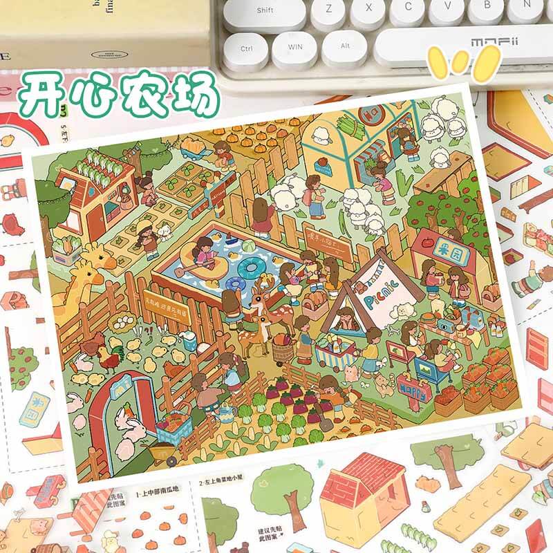 Food Carnival DIY 3D Scene Stickers 2 Cute Miniature Scenes(L)