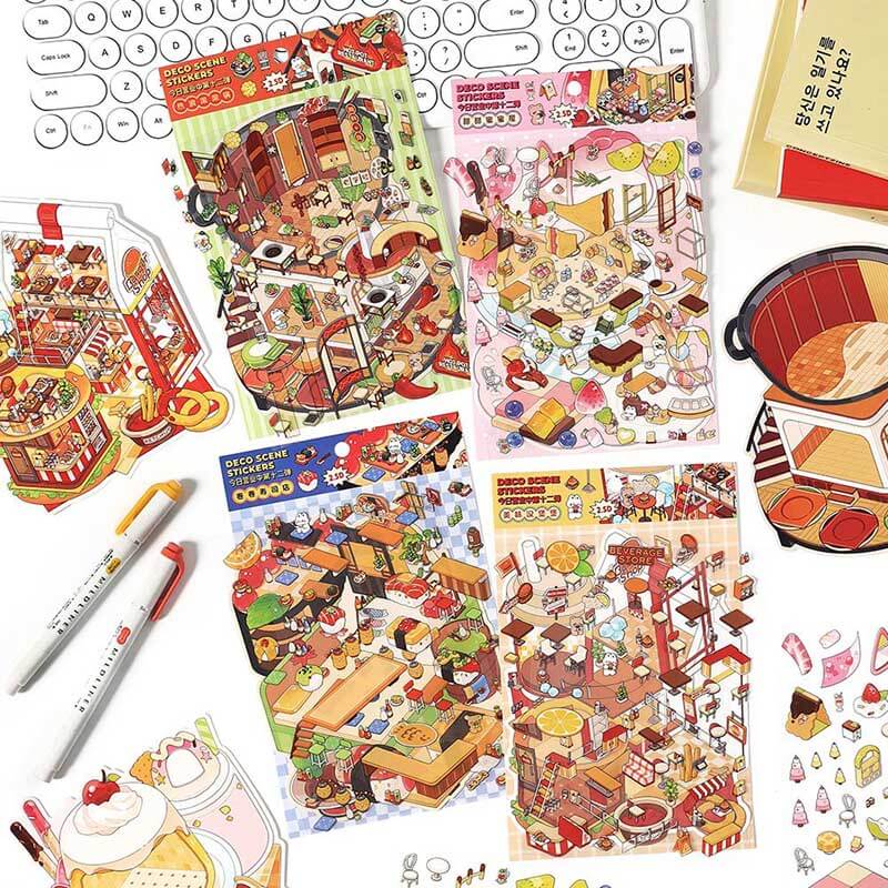 Epicurean Haven DIY 3D Scene Stickers 4 Cute Miniature Scenes