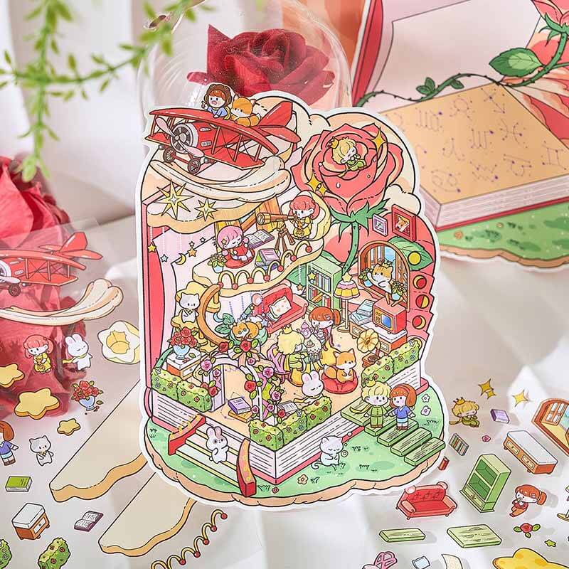 Romance Odyssey DIY 3D Scene Stickers 4 Cute Miniature Scenes(S)