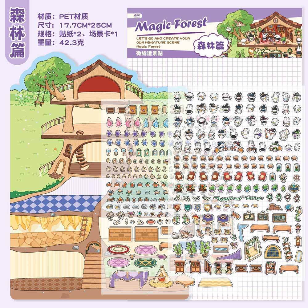 Apartment Theme DIY 3D Scene Stickers - 2 Cute Miniature Scenes