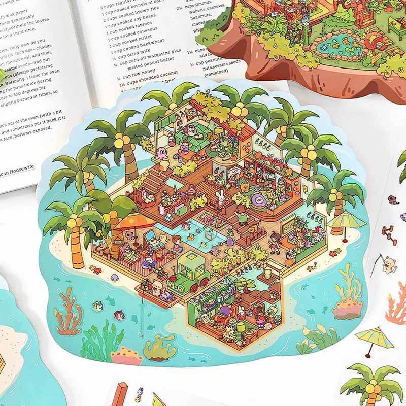 Island Shop DIY 3D Scene Stickers 2 Cute Miniature Scenes(L)