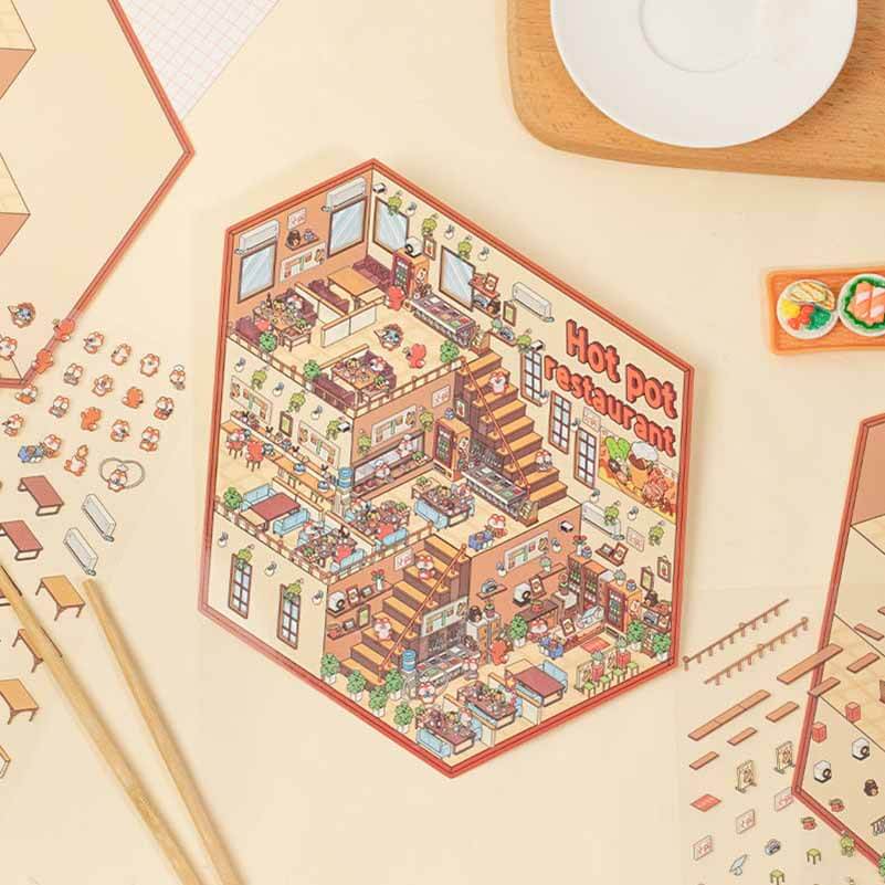 Fantasy World DIY 3D Scene Stickers 4 Cute Miniature Scenes(L)