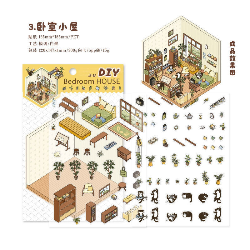 Warm Breezes DIY 3D Scene Stickers 4 Cute Miniature Scenes(S)