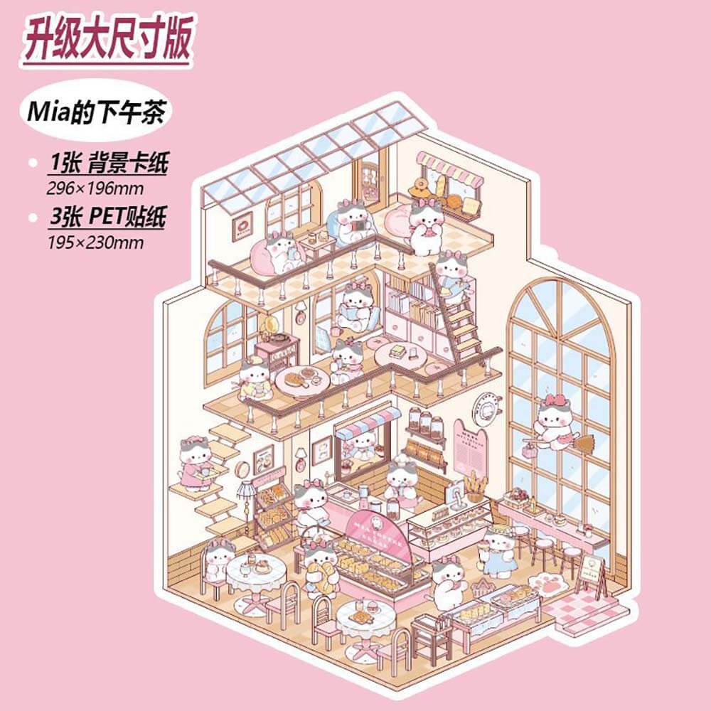 Interesting Landscape DIY 3D Scene Stickers 4 Cute Miniature Scenes(L)