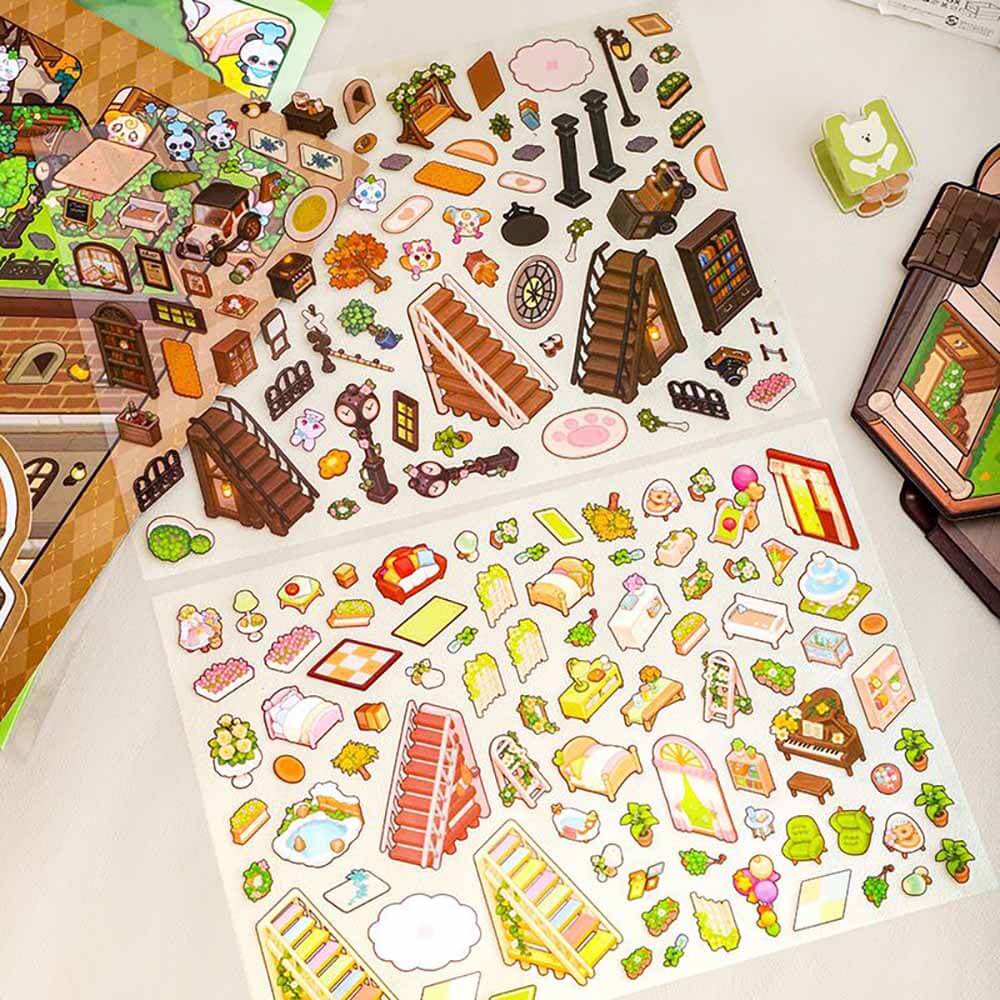 Apartment Homestay DIY 3D Scene Stickers 2 Cute Miniature Scenes