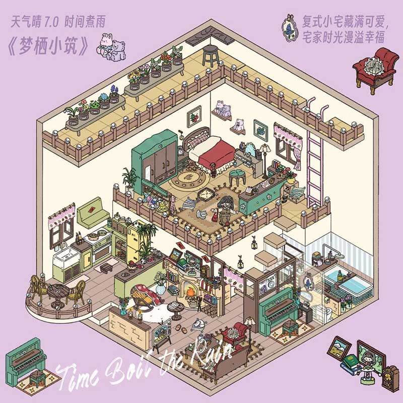 Twilight Reverie DIY 3D Scene Stickers Cute Miniature Scenes(L)