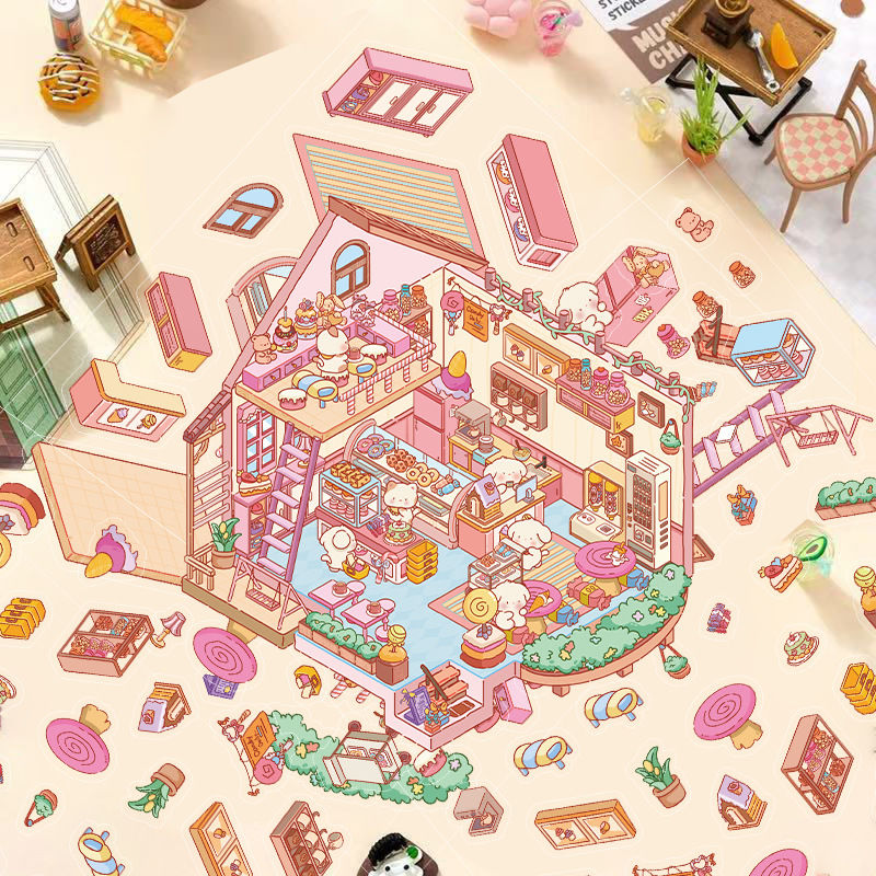 Enchanted Fantasy Realms DIY 3D Scene Stickers 4 Cute Miniature Scenes(S)