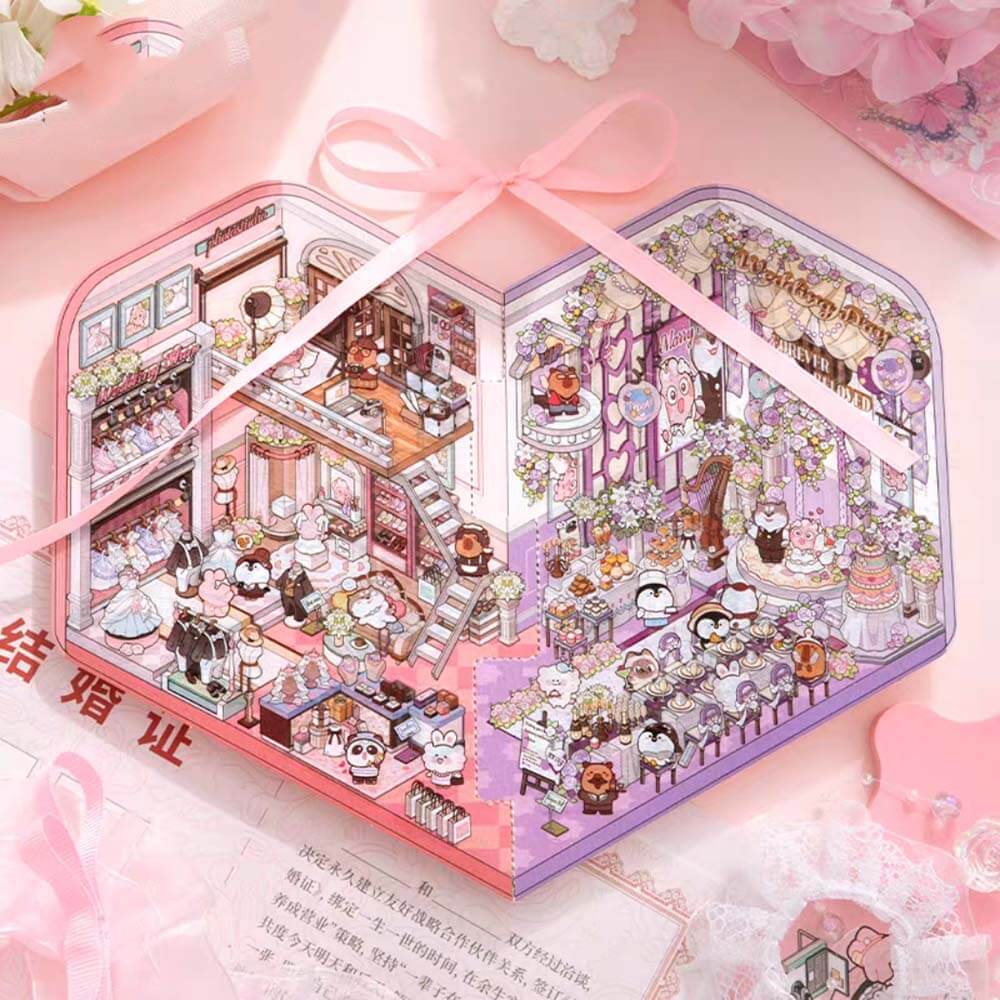 Wedding March DIY 3D Scene Stickers 2 Cute Miniature Scenes(L)