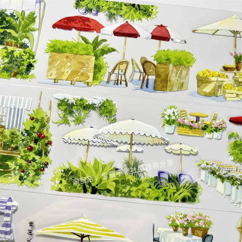 Open Air Seating Journaling Scene Collage Washi Tape