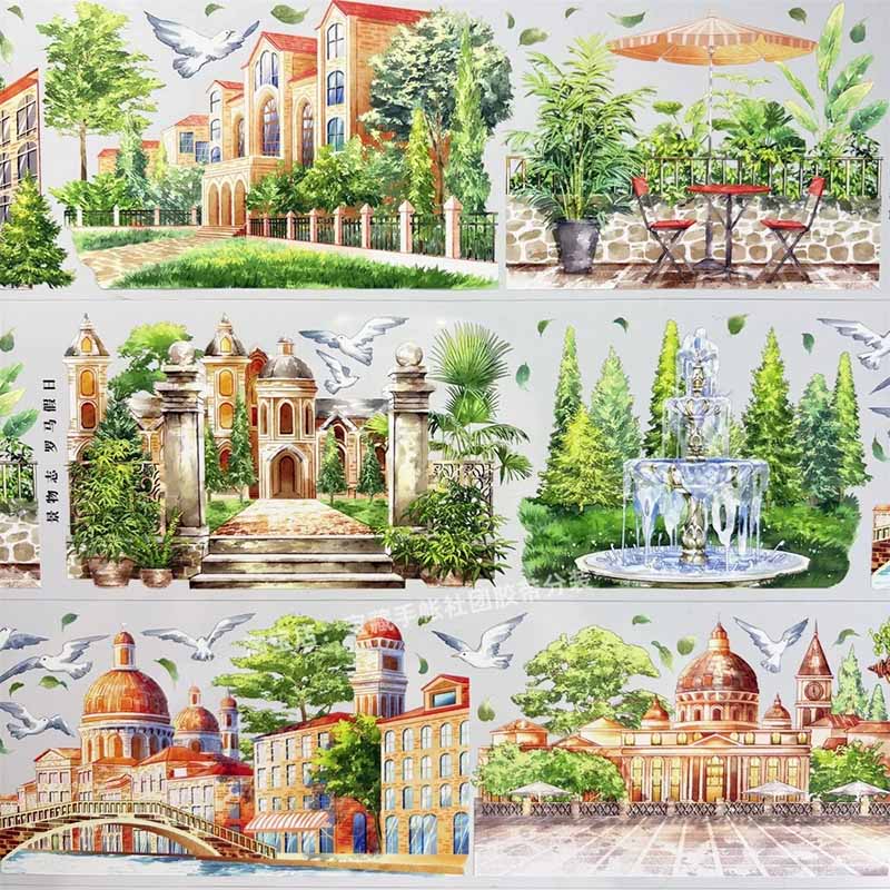 Roman Town PET Journal Collage Sticker
