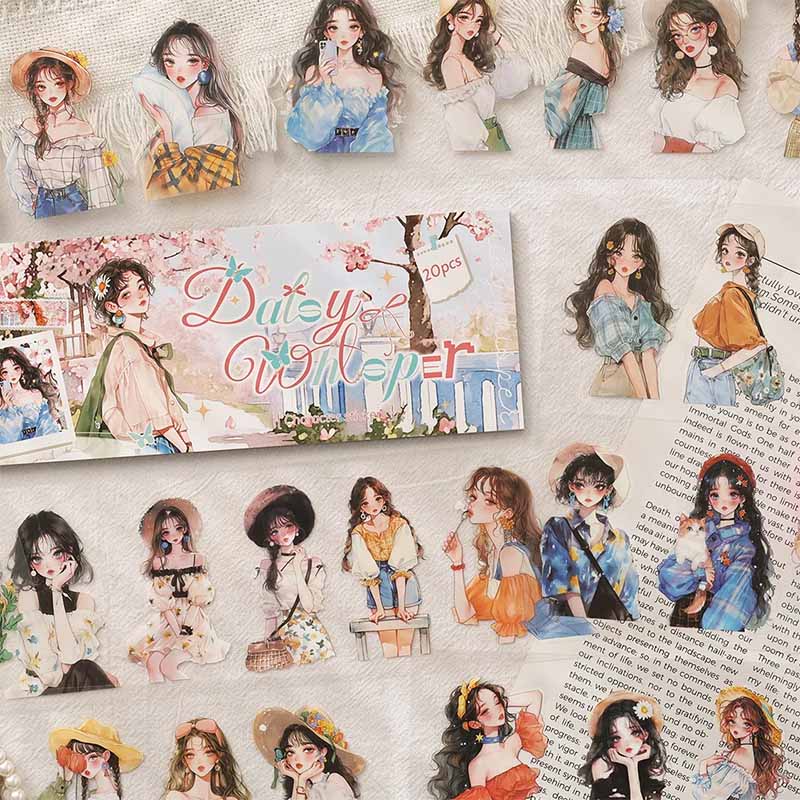 Fresh Character Illustration Journaling Sticker Set