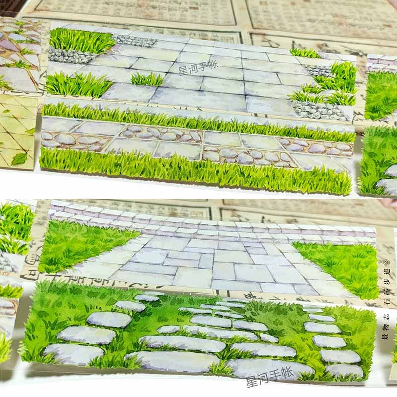 Stone-paved Walkway PET Journaling Scene Tape