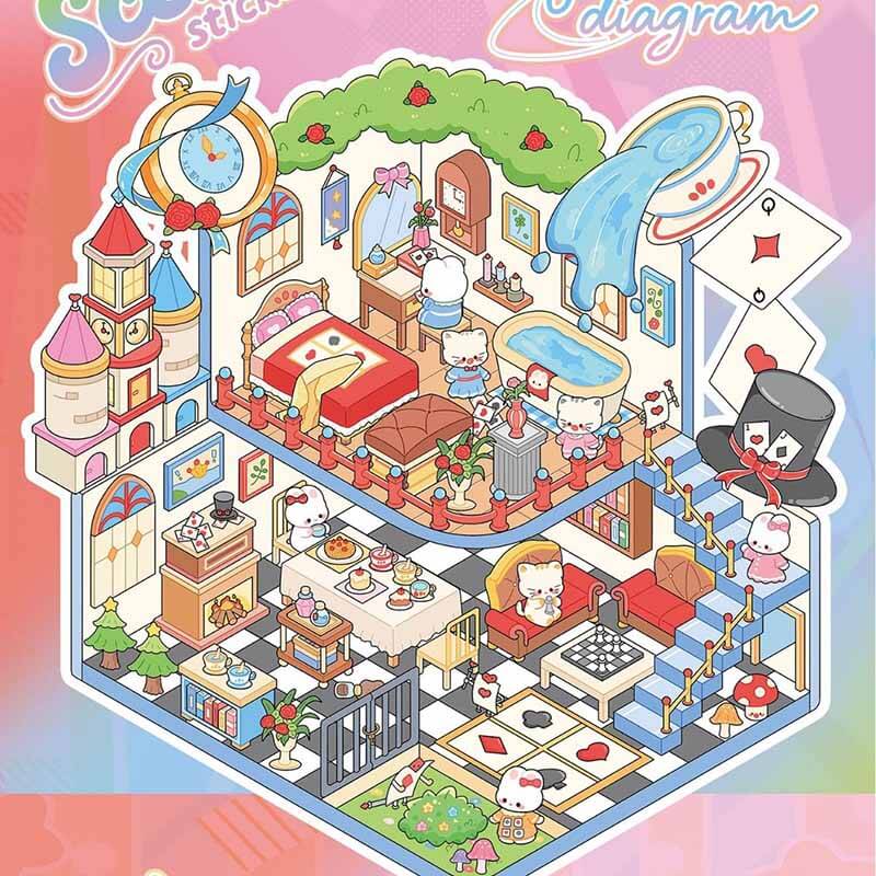 Dreamlike Realm Book 3D Scene Stickers With Guide Lines(S)