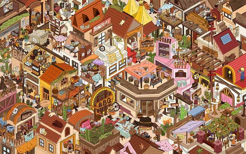 Desert Town DIY 3D Scene Stickers With Guide Lines(XXL)