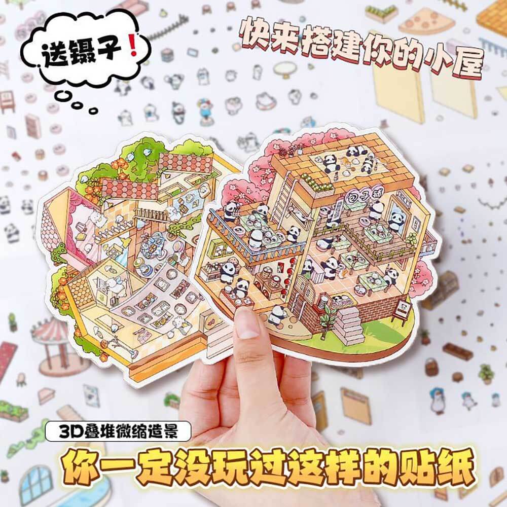 Cute Store 1.0 DIY Autocollants de scène 3D : 4 scènes miniatures mignonnes