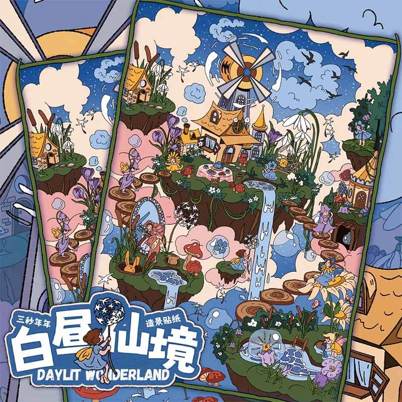 Day & Night Realm DIY 3D Scene Stickers 4 Cute Scenes(L)