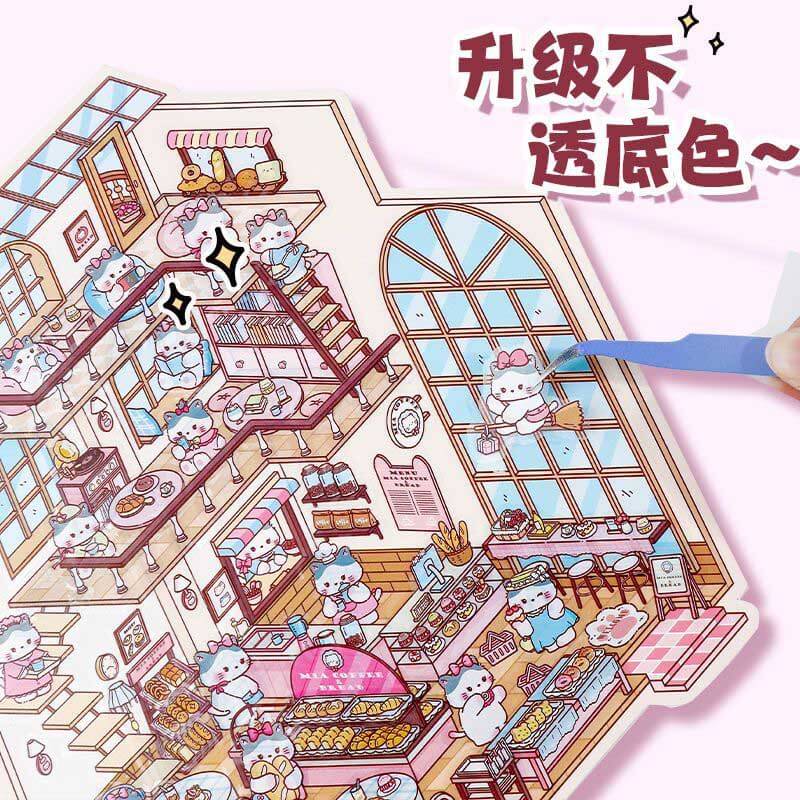 Interesting Landscape DIY 3D Scene Stickers 4 Cute Miniature Scenes(L)