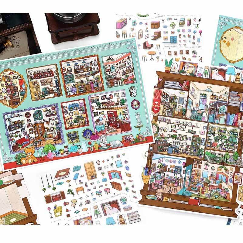 Storage Aesthetic DIY 3D Scene Stickers 2 Cute Scenes(L)