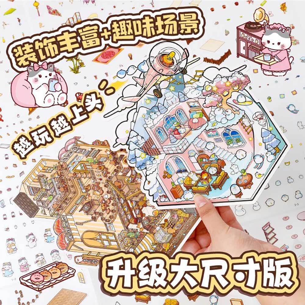 Interesting Landscape DIY 3D Scene Stickers 4 Cute Miniature Scenes(L)