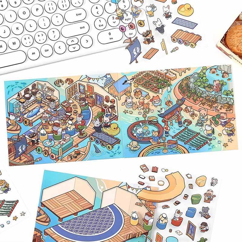 Coastal & Woodland Charms DIY 3D Scene Stickers 4 Cute Miniature Scenes