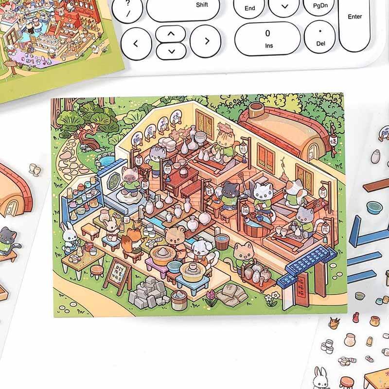 Coastal & Woodland Charms DIY 3D Scene Stickers 4 Cute Miniature Scenes