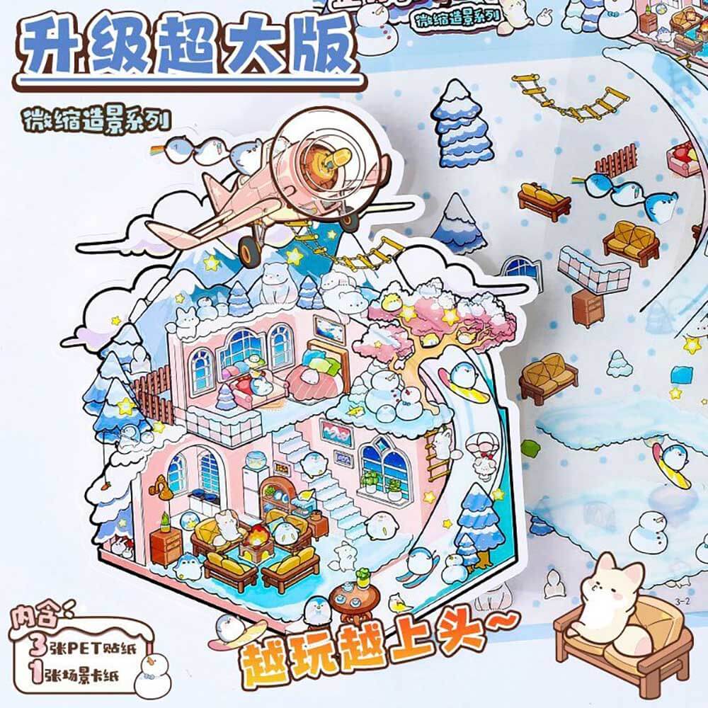 Interesting Landscape DIY 3D Scene Stickers 4 Cute Miniature Scenes(L)