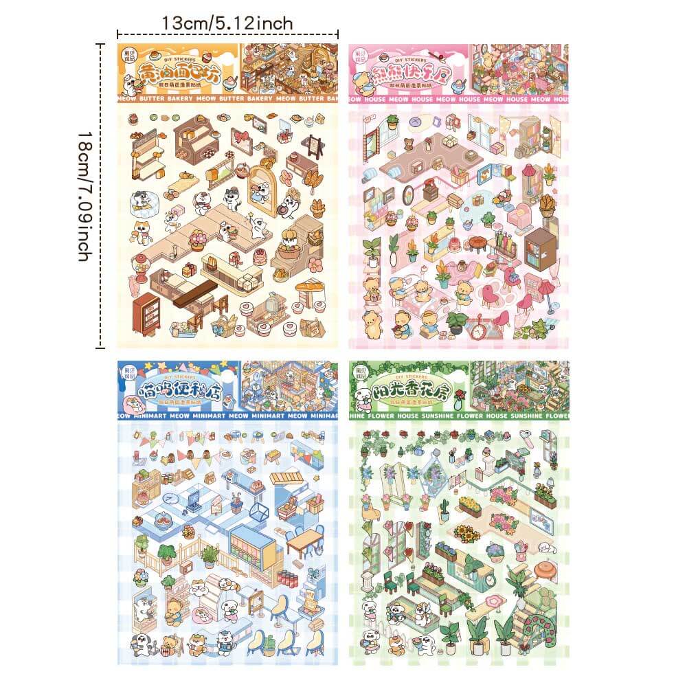 Sweet Moments DIY 3D Scene Stickers 4 Cute Miniature Scenes