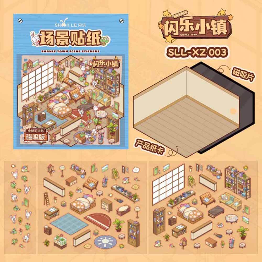 Town Neighbors DIY 3D Scene Stickers 4 Cute Miniature Scenes-Magnetic version(M)