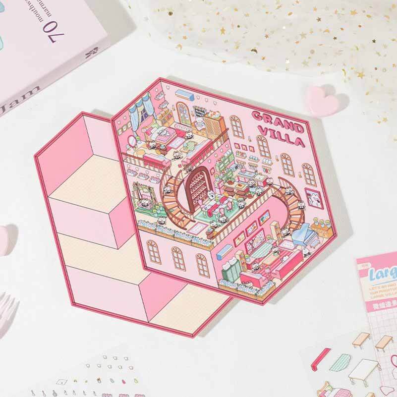 Fantasy World DIY 3D Scene Stickers 4 Cute Miniature Scenes(L)