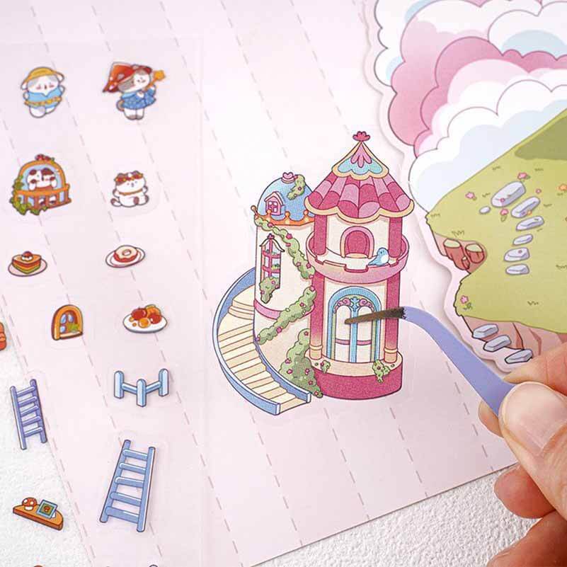Meow Dreams DIY 3D Scene Stickers 4 Cute Miniature Scenes(S)