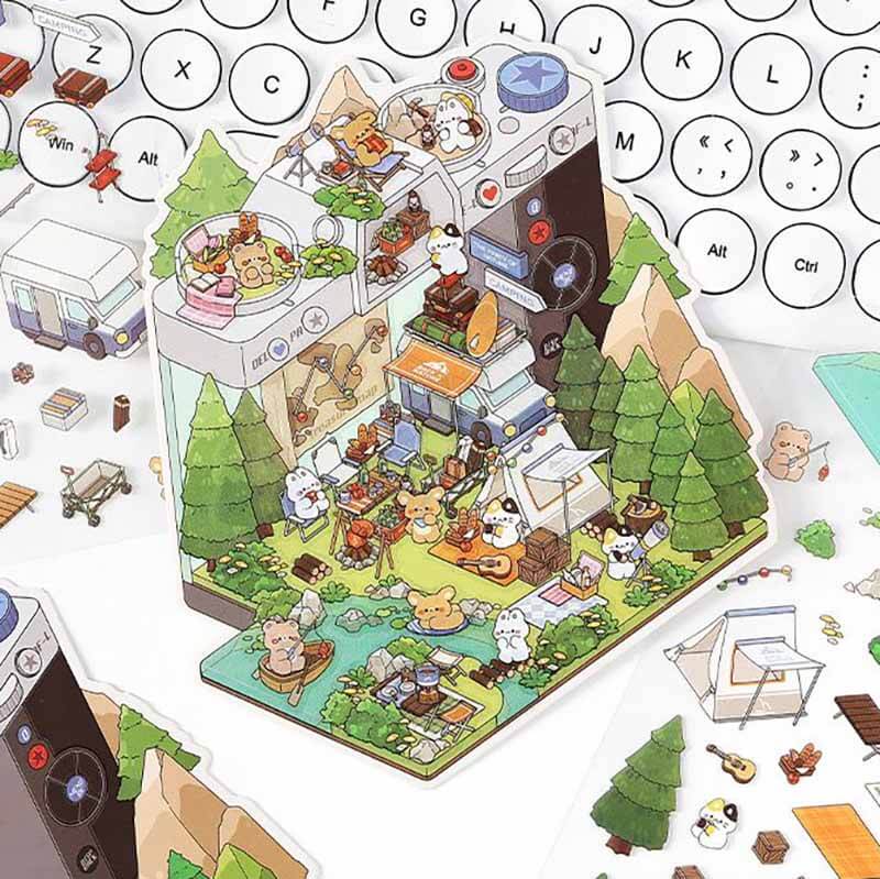 Fantasy Gift Shop DIY 3D Scene Stickers 4 Cute Miniature Scenes(S)